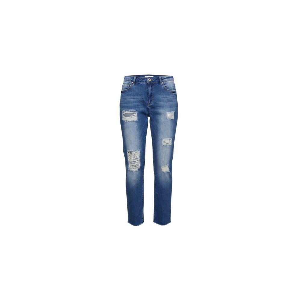 YMI Jeans Womens 13 Blue Excellent Distressed High Rise Ankle Dream Fit Raw Hem